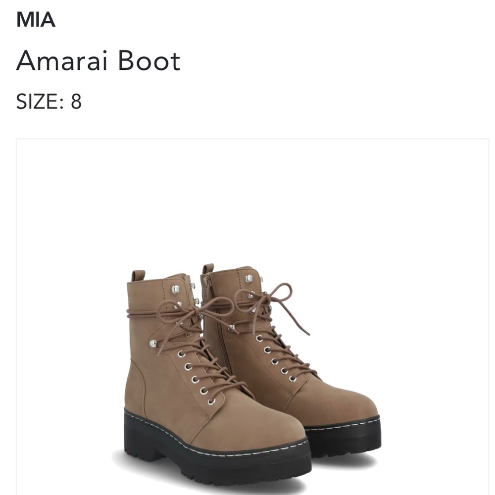 MIA Amari Faux Leather Boot. Tan, size 8.
